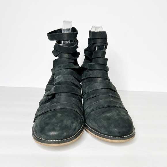 Free People Hybrid Leather Stacked Heeled Ankle Bootie Black Size 40 9 Women’s - Picture 4 of 8